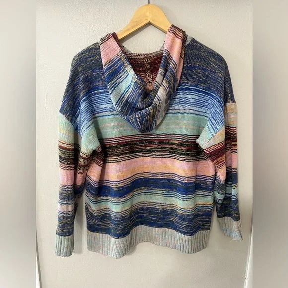 OVLA Boho Striped Hooded Knit Sweater XL Anthropologie Style - Picture 3 of 8